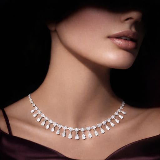 Pear Drop Fringe Lab Diamond Necklace - Image 3