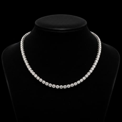 Round Brilliant Cut  Diamond Tennis Necklace