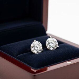 Round Cut Martini Diamond Ear Studs
