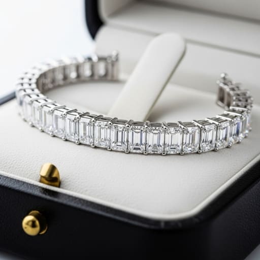 Emerald Cut Diamond Line Bracelet