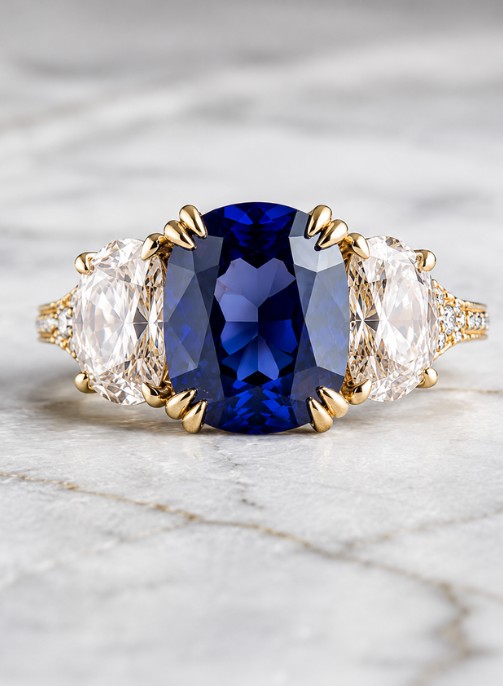 Blue sapphire ring with diamond accents