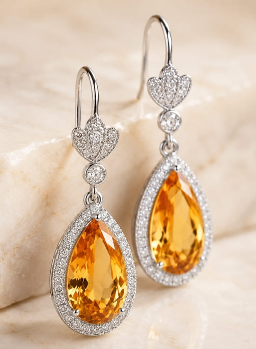 Citrine gemstone drop earrings
