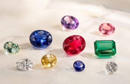 Assorted colourful loose gemstones