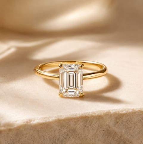 Emerald-cut diamond ring