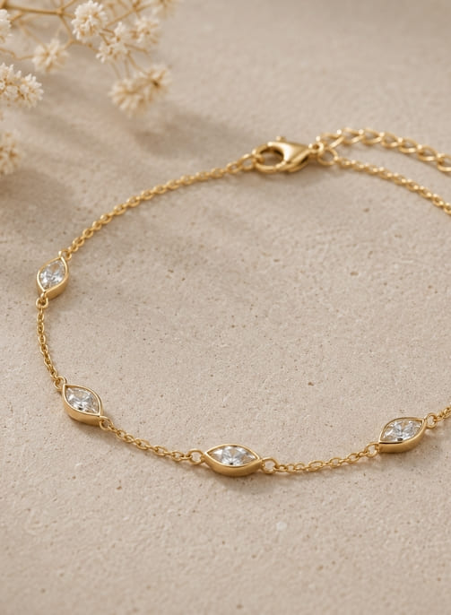 Lab-grown diamond gold bracelet
