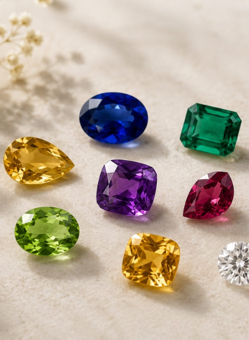 Colourful loose natural gemstones