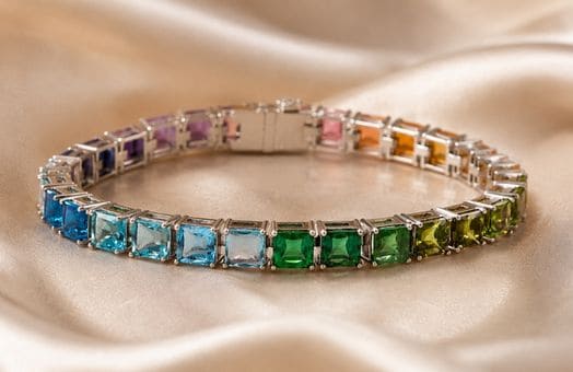 Colourful gemstone tennis bracelet