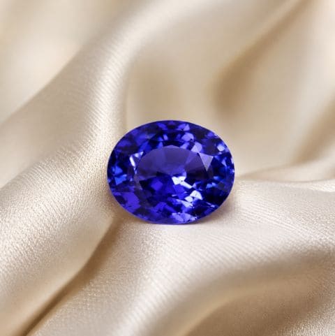 Oval blue gemstone